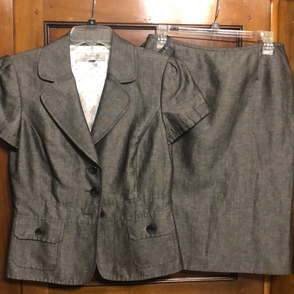 Grey two piece Tahari Suit